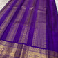 Kanchipattu silk saree in sapphire blue with orchid purple border Double Korvai weave traditional zari detail