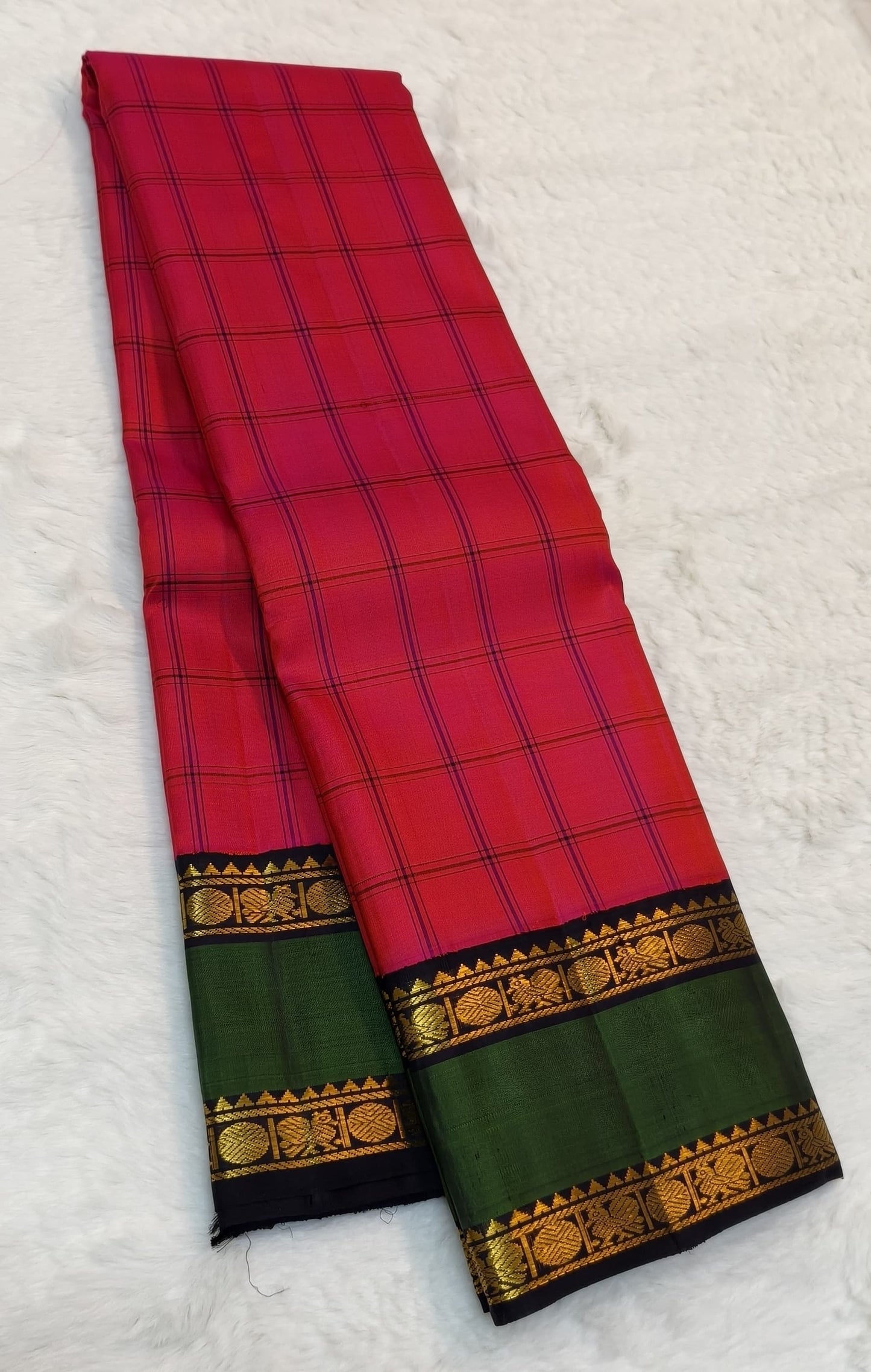Double Shade Pink Pure Silk Kanchipuram Saree Kanchi Kattam