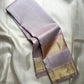 Misty Lavender-Grey Handwoven Pure Silk Kanchipuram Saree with Blush-Pink Rettapet Border and Gold Zari Buttas