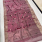 Purple Chanderi saree with contrasting silver-toned pallu