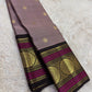 Dusty Lavender Pure Silk Kanchi Pattu Saree — full saree overview, Butta weave with black medallion border — Idam Living