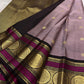 Dusty Lavender Kanchi Pattu Saree — pallu detail with magenta silk-thread accents