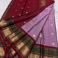 Ornate zari pallu detail on dusty lavender pure silk Kanchi Pattu saree