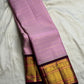 Dusty Lavender Pink and Deep Purple handwoven pure silk Korvai saree by Idam Living.