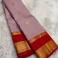 Full drape of dusty lilac pure silk Kanjipuram saree