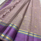 Lavender-purple border detail, dusty-lilac Kanjivaram saree