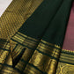Dusty Mauve Kanchipuram Zari Kattam saree — gold zari checkered grid body detail