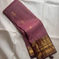 Dusty Mauve-Lilac Pure Silk Kanchipuram saree with Kathiripoo purple border.
