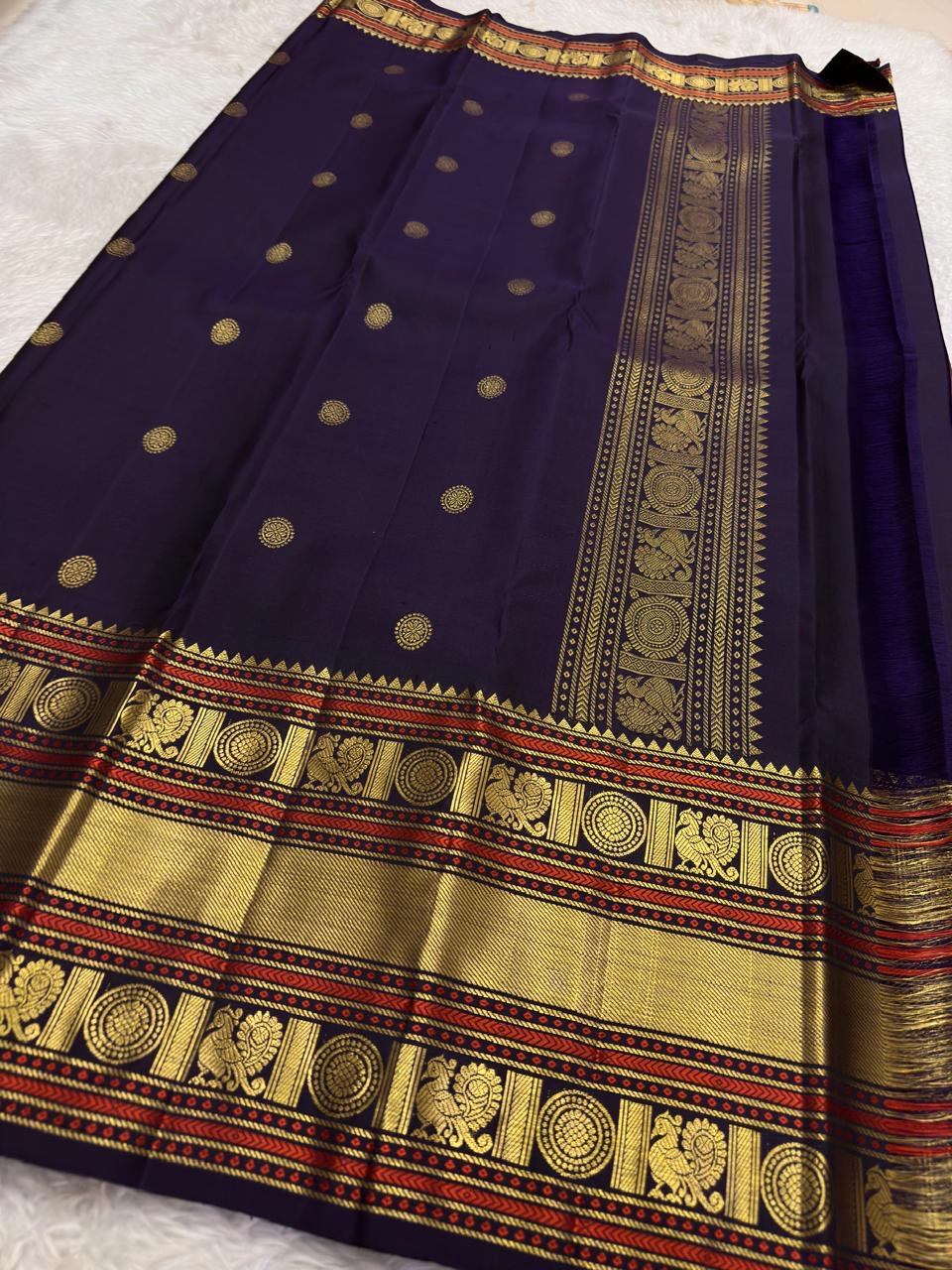 Dusty Rose Handwoven Pure Silk KanchiPattu Saree with Rust Border
