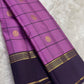 Dusty Mauve pure silk Kanchipuram saree — striped