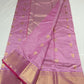Lavender Pink handloom Pattu Silk Chanderi saree draped to show the dusty orchid tone and silk lustre