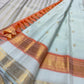 Sea Glass Aqua Handwoven Pure Silk KanchiPattu Saree with Dusty Rose Rettapet Zari Border