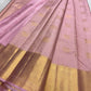 Dusty Rose Pink Kanjeevaram saree gold zari Gandaberunda butta motif detail