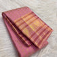 Dusty Rose handwoven pure silk Kanjivaram Butta saree — gold zari butta close-up on body — Idam Living