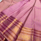 Dusty Rose handwoven pure silk Kanjivaram Butta saree — self-tone pink zari border detail — Idam Living