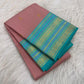 Dusty Rose Handwoven Pure Silk Kanjipuram Varisaipet Saree with Turquoise Zari Border — Idam Living