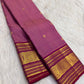 Dusty Rose Pure Silk Kanjeevaram Zari Kattam Saree - front view