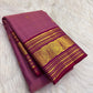 Dusty Rose Pure Silk Kanjeevaram Zari Kattam Saree - zari grid close-up