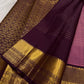 Dusty rose Kanjeevaram saree with deep purple Yaanai zari border — Idam Living