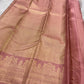 Dusty Rose Pink Kanchipuram silk saree, border close-up detail — Idam Living