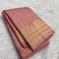 Dusty Rose Pink Kanchipuram silk saree, gold zari butta motif close-up — Idam Living