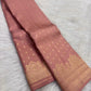 Dusty Rose Pink Kanchipuram silk saree, pallu detail — Idam Living