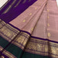 Dusty Rose Taupe Kanchi Pattu Saree — body close-up showing scattered gold zari buttas