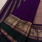 Dusty Rose Taupe Kanchi Pattu Saree — royal-purple border with gold zari elephant and ornamental motifs
