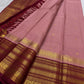Close-up of Varisaipet border weave on dusty rose Kanchi Pattu silk saree
