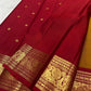 Kanchipattu silk saree in korvai with earthy mustard yellow border weave traditional zari detail