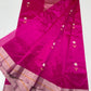 Handwoven Rani Pink Chanderi saree with floral butti