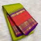 Elam pachai Pure Silk Kanchipuram varisaipet saree with korvai orange border.