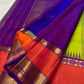 Close view of korvai border on an elam pachai Pure Silk Kanjeevaram saree.