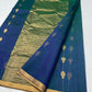 Pure Chanderi silk saree in peacock green blue with delicate translucent sheen