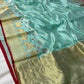 Seafoam blue Sonaroopa Chanderi handloom saree with fine zari detail