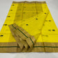 Sunshine Yellow Green-Edged Mercerized Silk Chanderi Saree, front and border view