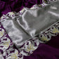 Wine Blossom Pure Silk Chanderi Saree border close-up