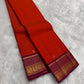 Marigold Orange and Temple Purple Handwoven Lightweight Pure Silk Kanchi Pattu Saree: view 1
