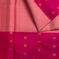 Lotus rose and rani pink butta pure silk Kanjeevaram saree with gold elephant border – view 1