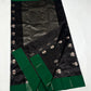 Black Chanderi saree with broad emerald green border