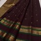 Deep Arakku Handwoven Pure Silk Kanjeevaram Rettapet Saree with Emerald Green Contrast Border – border detail view