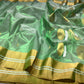 Luminous jade green handwoven Chanderi tissue silk