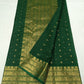 Emerald Green Handloom Chanderi Silk saree draped to show its fluid Katan Silk fall