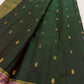 Emerald Green handwoven pure silk Kanjeevaram Butta saree — radiant pink Gandaberunda zari border detail — Idam Living
