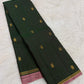 Emerald Green handwoven pure silk Kanjeevaram Butta saree — full front view — Idam Living