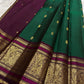 Emerald green Kanchipattu saree with ornate sorgavaasal mayil peacock border – Idam Living