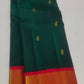 Emerald Green Handwoven Pure Silk Kancheepuram Saree with Vermilion Red Korvai Border