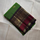 Emerald Green pure silk Kancheepuram saree, Butta weave with Deep Aubergine border — blouse piece detail