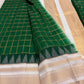 Emerald Green Lightweight Pure Silk Kanchipuram Kattam Saree with Ivory Gold Border