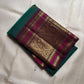Emerald Green Handwoven Pure Silk KanchiPattu Saree with Magenta Border
